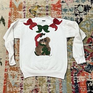 Vintage 80s Dog Christmas Ugly Sweater Party 1980s Crewneck Sweatshirt